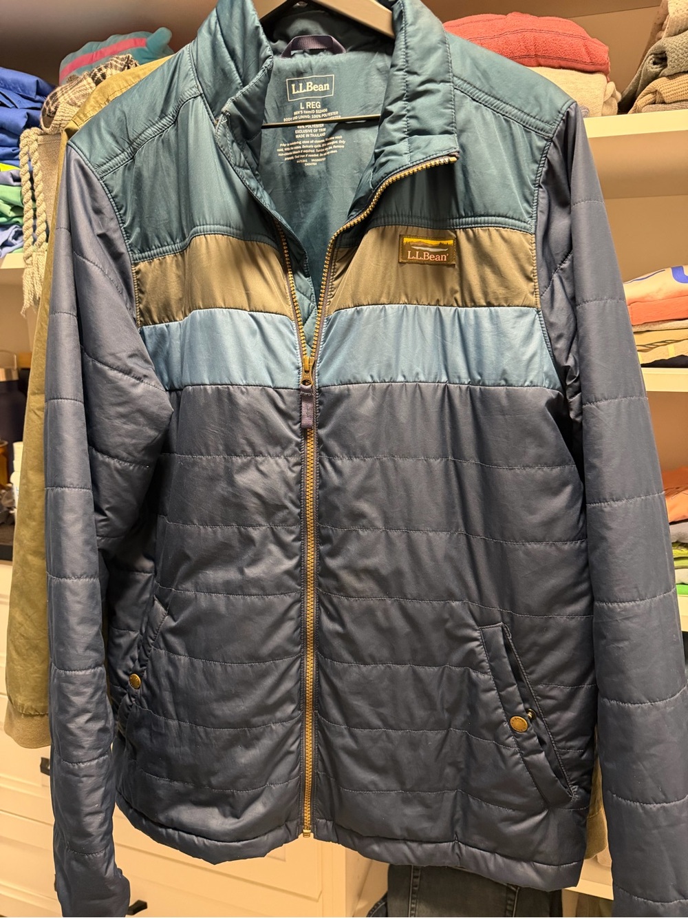 L.L. Bean Men’s Mountain Puffer Jacket Color Block